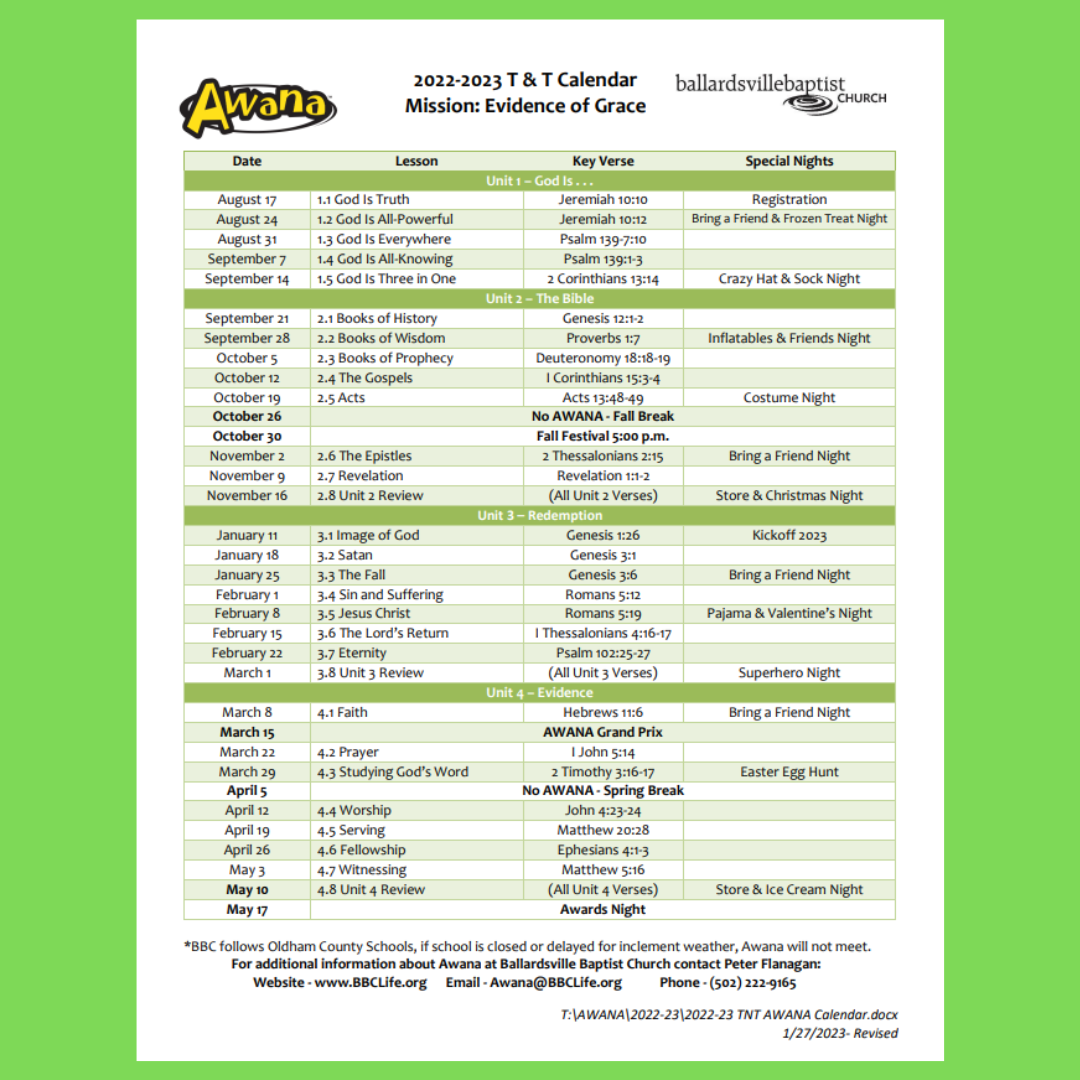 T & T calander 22-2023